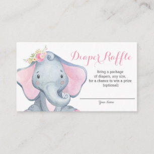 Tarjeta De Recepción Chica Elephant Baby Shower Diaper Raffle Card