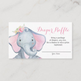 Tarjeta De Recepción Chica Elephant Baby Shower Diaper Raffle Card