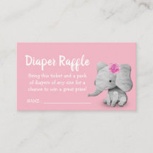Chica Elephant Baby Shower Diaper Raffle Ticket