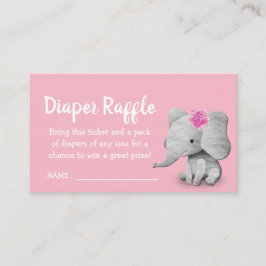Tarjeta De Recepción Chica Elephant Baby Shower Diaper Raffle Ticket