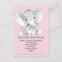 Chica Elephant Baby Shower Diaper Raffle Ticket
