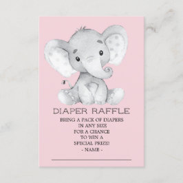 Tarjeta De Recepción Chica Elephant Baby Shower Diaper Raffle Ticket