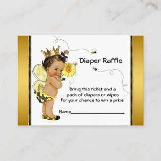 Tarjeta De Recepción Chica étnico Bee Diaper Raffle Ticket