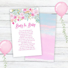 Tarjeta De Recepción Chica Floral Azul Libros Baby Shower para bebé
