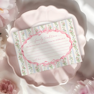 Tarjeta De Recepción Chica Floral Bow Baby Shower Tradiciones familiare
