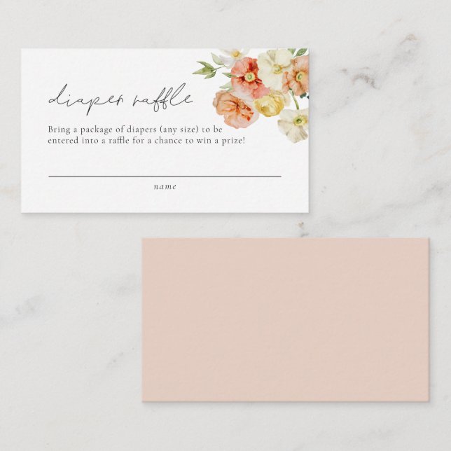 Tarjeta De Recepción Chica floral brillante Pastel Diaper Raffle Ticket (Anverso / Reverso)