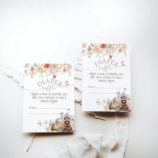Tarjeta De Recepción Chica floral de animales Woodland Baby Shower diap (Subido por el creador)