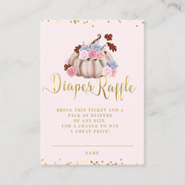 Tarjeta De Recepción Chica Floral de calabaza pequeña Bolsa de Raffle (Anverso)