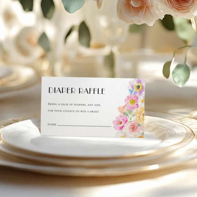 Tarjeta De Recepción Chica floral de primavera Baby Shower Diaper Raffl (Subido por el creador)