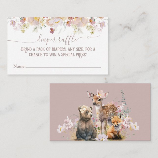 Tarjeta De Recepción Chica floral de primavera de Woodland Diaper Baby  (Anverso / Reverso)