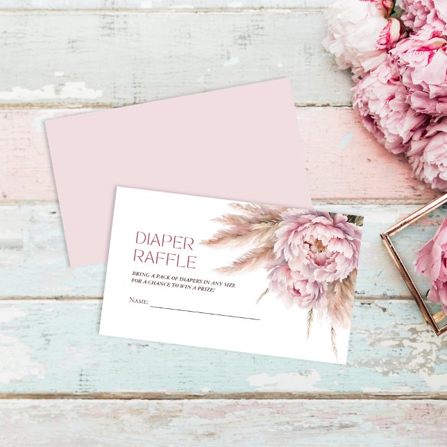 Tarjeta De Recepción Chica Floral Rosa Baby Shower Diaper Raffle (Subido por el creador)