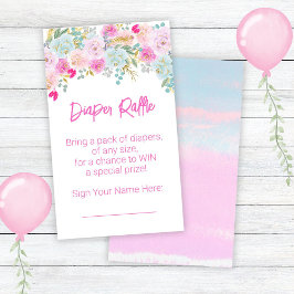 Tarjeta De Recepción Chica Floral Rosa Baby Shower Diaper Raffle