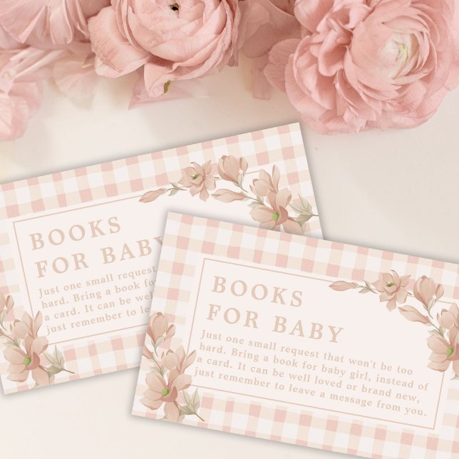 Tarjeta De Recepción Chica floral Rosa Gingham Baby Shower Baby Books (Subido por el creador)