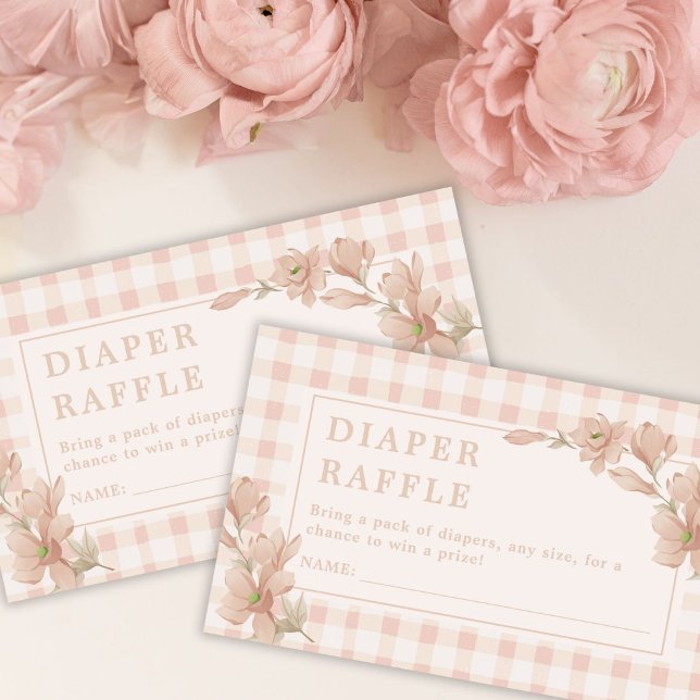 Tarjeta De Recepción Chica floral rosada de Gingham Baby Shower Diaper  (Subido por el creador)