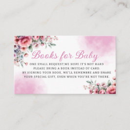 Tarjeta De Recepción Chica floral rosado primaveral libros modernos par