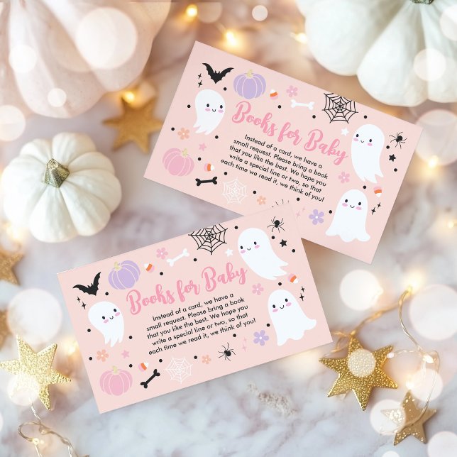 Tarjeta De Recepción Chica Ghost Little Boo Halloween Baby Book Request (Subido por el creador)