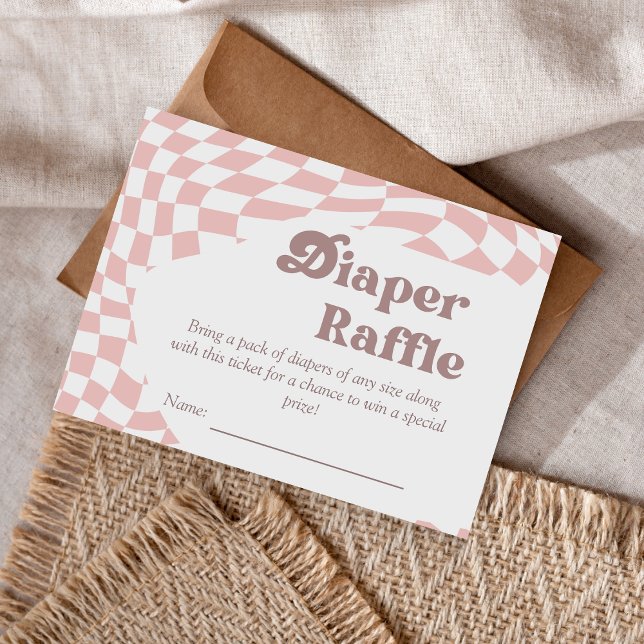 Tarjeta De Recepción ¡Chica! Gingham Diaper Raffle Baby Shower | Planta (Subido por el creador)