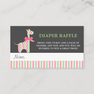 Tarjeta De Recepción Chica Giraffe Baby Shower Diaper Raffle Tickets