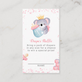 Tarjeta De Recepción Chica Koala Bear Diaper Raffle Baby Shower