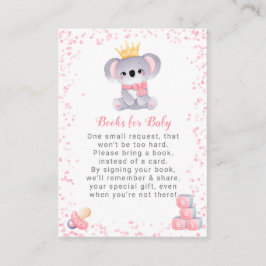 Tarjeta De Recepción Chica Koala lleva libros para Baby Shower