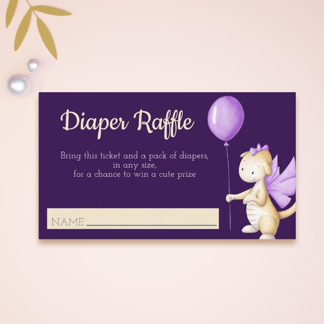 Tarjeta De Recepción Chica lindo bebé dragón con pañal globo (Subido por el creador)