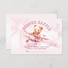 Tarjeta De Recepción Chica lindo piloto de oso bebé piloto avión rosado
