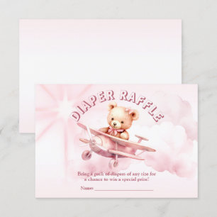 Tarjeta De Recepción Chica lindo piloto de oso bebé piloto avión rosado