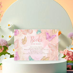 Tarjeta De Recepción Chica lindo rosa un poco mariposa traer un libro