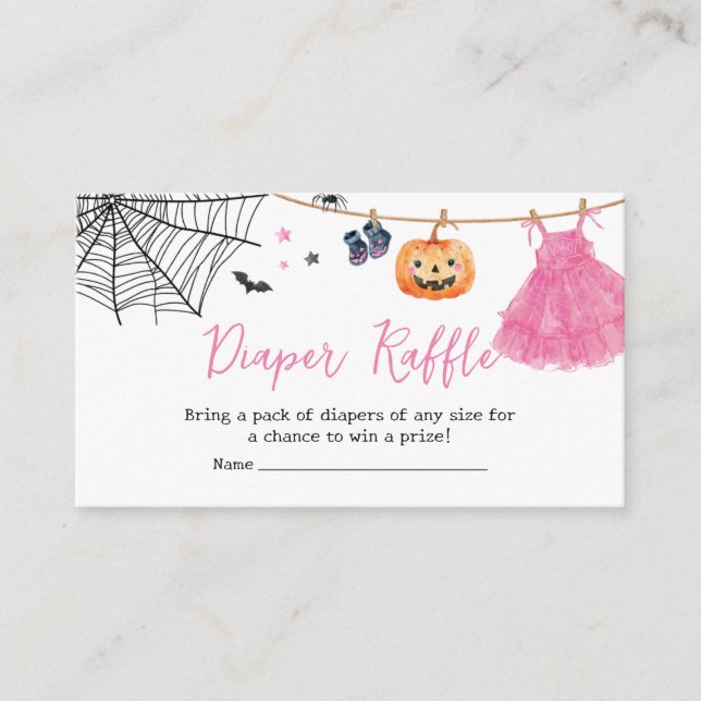 Tarjeta De Recepción Chica Little Boo Halloween Calabaza Diaper Raffle (Anverso)