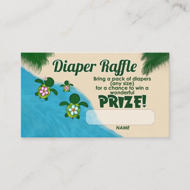 Tarjeta De Recepción Chica Marea Turtle Honu Familia Diaper Raffle Entr (Anverso)