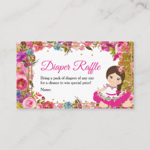Tarjeta De Recepción Chica mexicana rosa Fiesta Baby Shower Diaper Raff