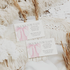 Tarjeta De Recepción Chica Minimalista de color rosa Bow Baby Shower Bo