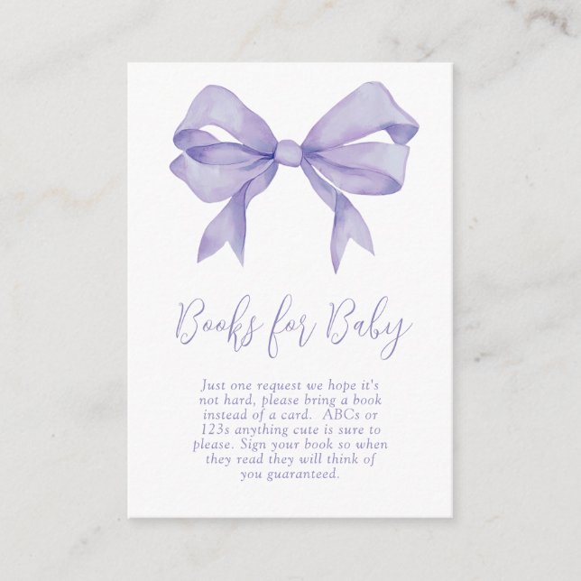 Tarjeta De Recepción Chica morado en Baby Shower Libros para bebé