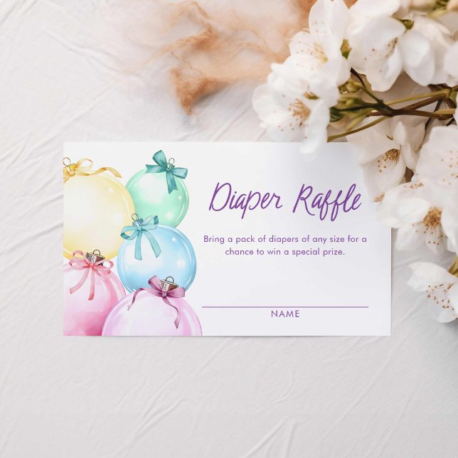 Tarjeta De Recepción Chica Navidades de invierno Diaper Raffle Ticket (Colorful Christmas Diaper Raffle Ticket)