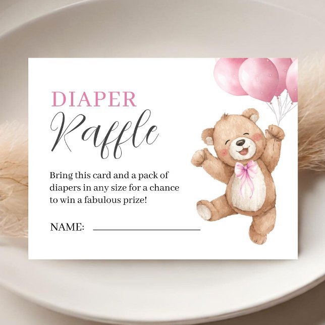 Tarjeta De Recepción Chica Oso de Peluche Baby Shower Rifra de Pañales  (Subido por el creador)