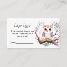 Tarjeta De Recepción Chica Owl Baby Shower Forest Diaper Raffle