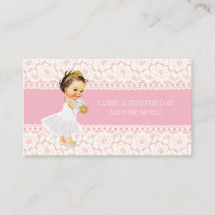 Tarjeta De Recepción Chica Princesa Registro Baby Shower Insertar rosa