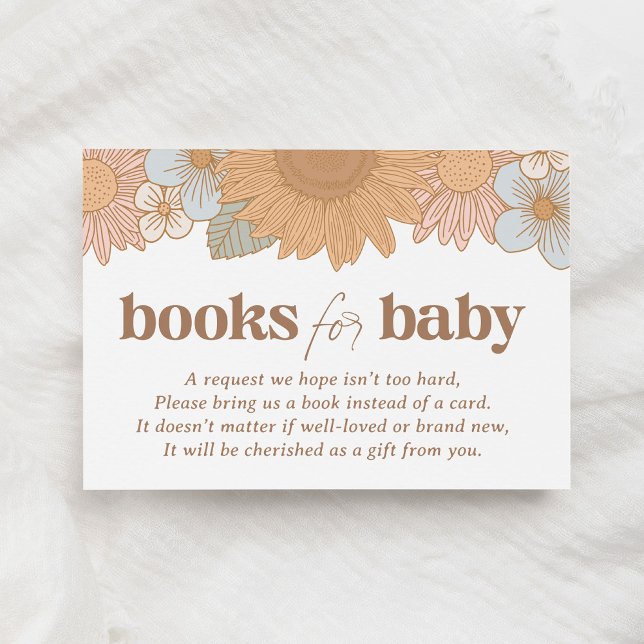 Tarjeta De Recepción Chica retro de flores silvestres: libros Baby Show (Subido por el creador)
