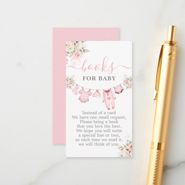 Tarjeta De Recepción Chica Ropa de Bebé Libros Baby Shower para Bebé (Anverso/Reverso In Situ)