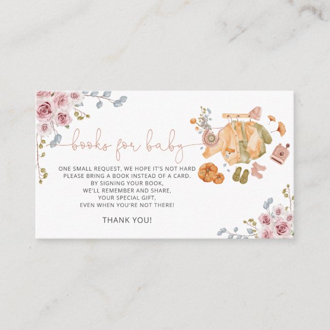 Tarjeta De Recepción Chica Ropa de Bebé Libros Baby Shower para Bebé (Anverso)