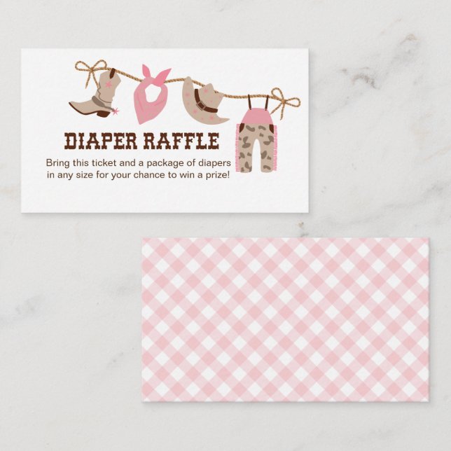 Tarjeta De Recepción Chica rosa Baby Shower Diaper Raffle (Anverso / Reverso)