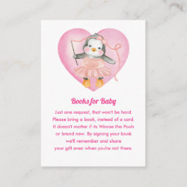 Tarjeta De Recepción Chica rosa Baby Shower Penguin Book Request