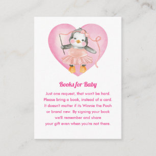 Tarjeta De Recepción Chica rosa Baby Shower Penguin Book Request