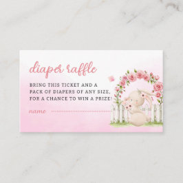 Tarjeta De Recepción Chica Rosa Bunny Boho Diaper Raffle Baby Shower