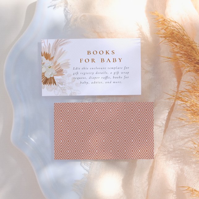 Tarjeta De Recepción Chica Rosa de Grass Boho Pampas Baby Shower (Subido por el creador)