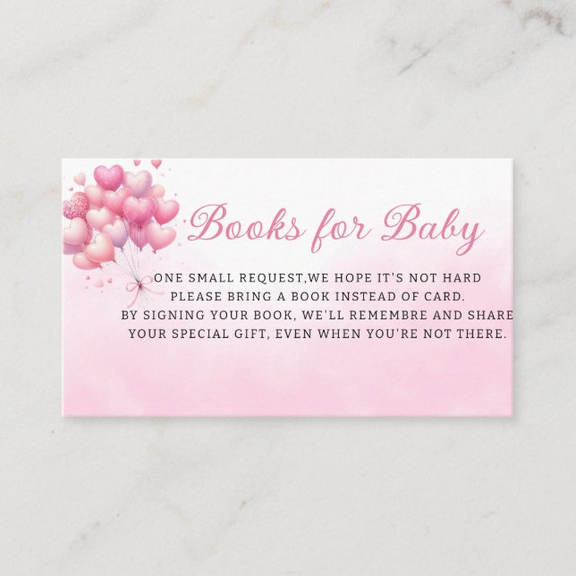 Tarjeta De Recepción Chica rosa dulce Teddy Bear Balloon Boon para bebé (Anverso)