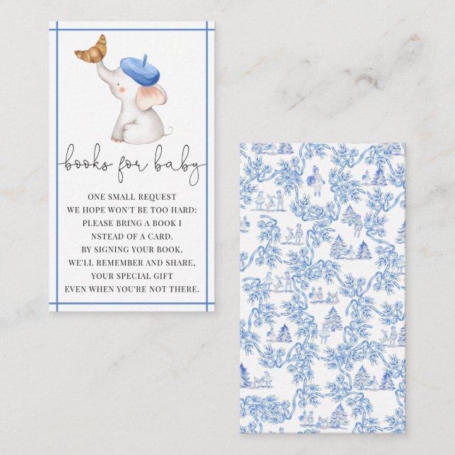 Tarjeta De Recepción Chica Rosa Francés Toile Libros Baby Shower Para B (Anverso / Reverso)