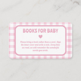 Tarjeta De Recepción Chica Rosa Gingham Baby Shower Libros Para Bebés