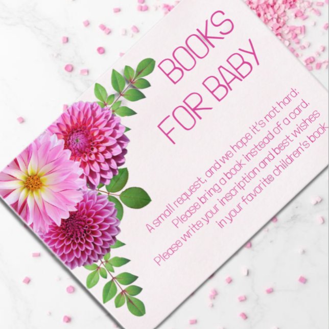 Tarjeta De Recepción Chica Rosa Morado Dahlia  Libros Baby Shower Para  (Subido por el creador)