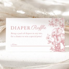 Tarjeta De Recepción Chica Rosa Toile Safari Diaper Raffle Baby Shower